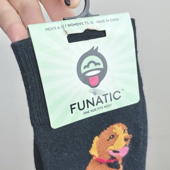 Funatic NWT Black Chocolate Lab Unisex Crewsocks New Doggy Lover Gift Pawprint - Picture 3 of 10